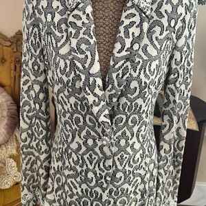 St. John Black and White Patterned Knit Blazer Sz 4